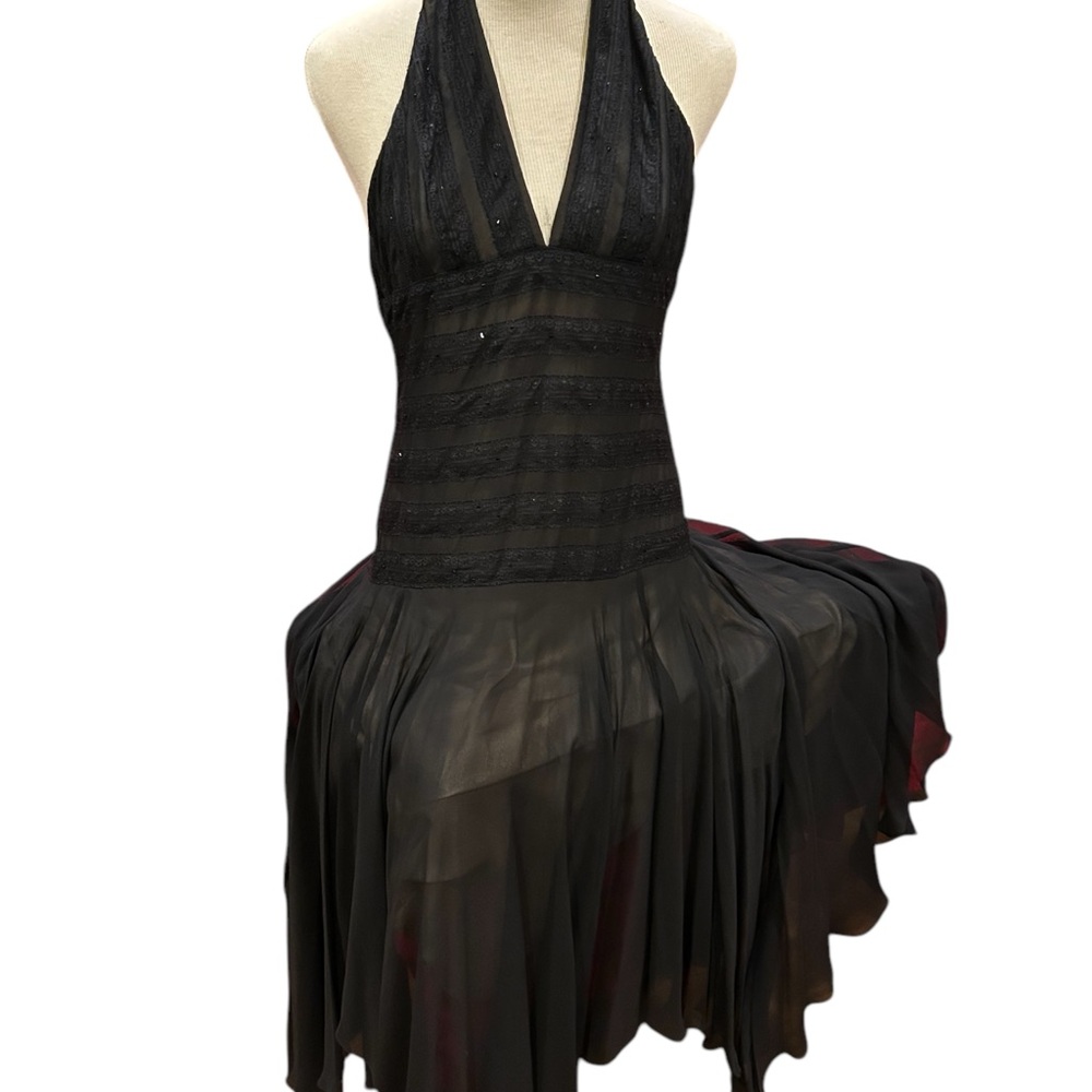 BCBG Black Silk Evening Dress